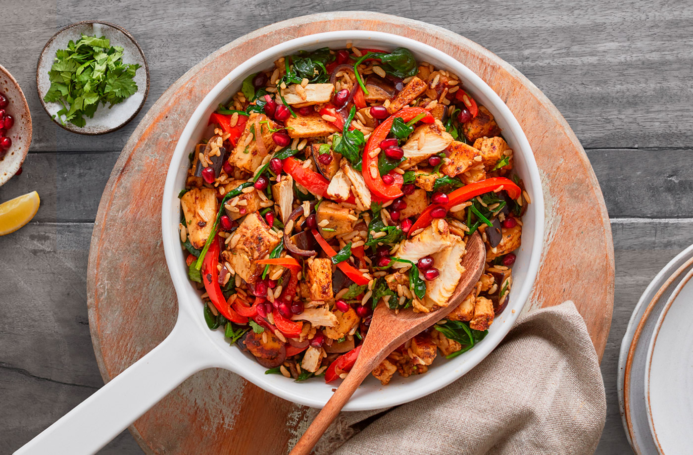 Herby vegan 'chicken' pilaf recipe