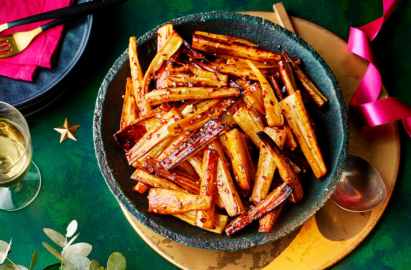 Hot honey-roast parsnips recipe