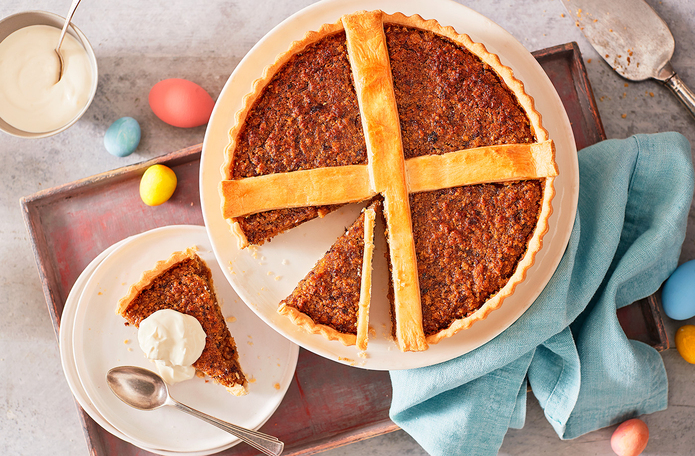 Hot cross bun treacle tart recipe