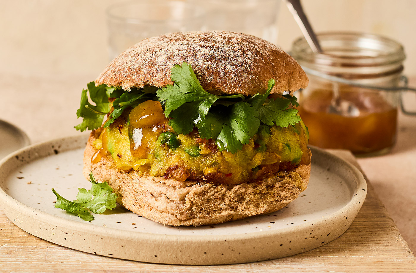 Indian-spiced potato and pea burgers recipe