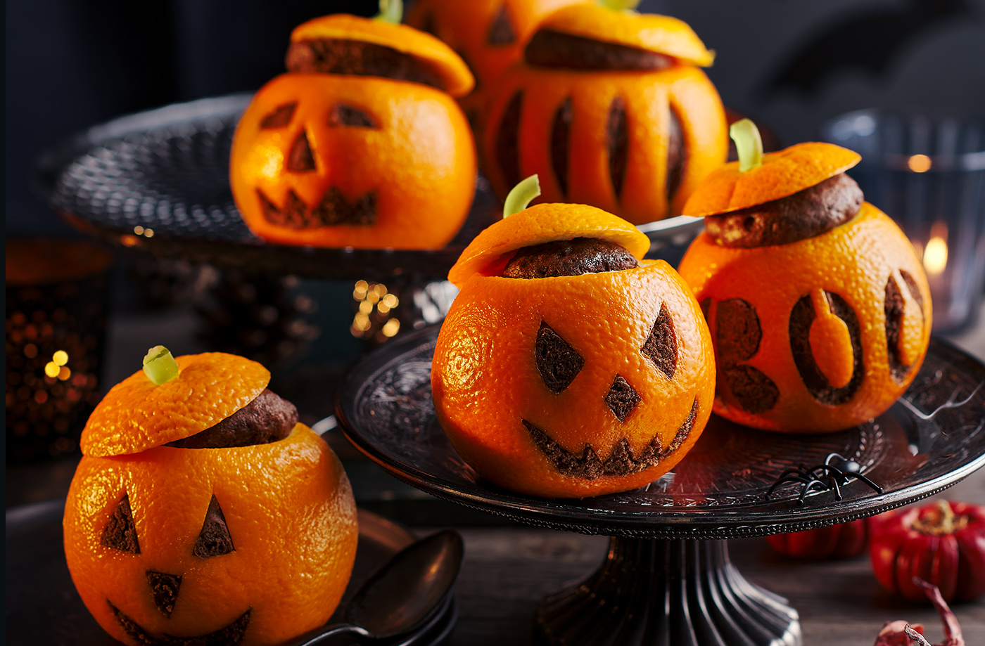 Jack-o'-lantern chocolate orange cakes recipe