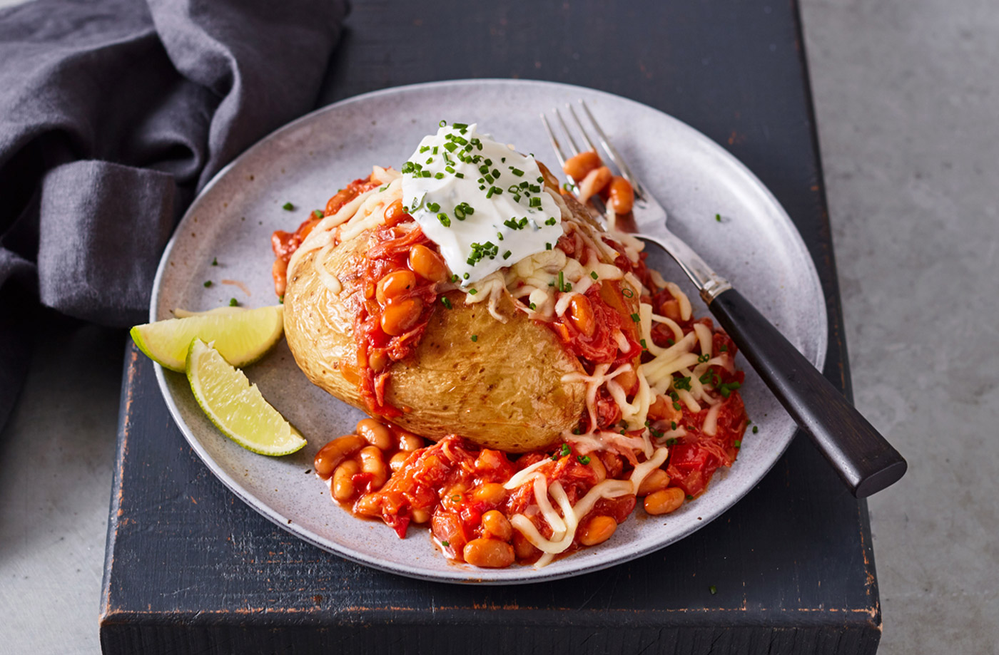 Jacket potatoes and smoky BBQ beans recipe