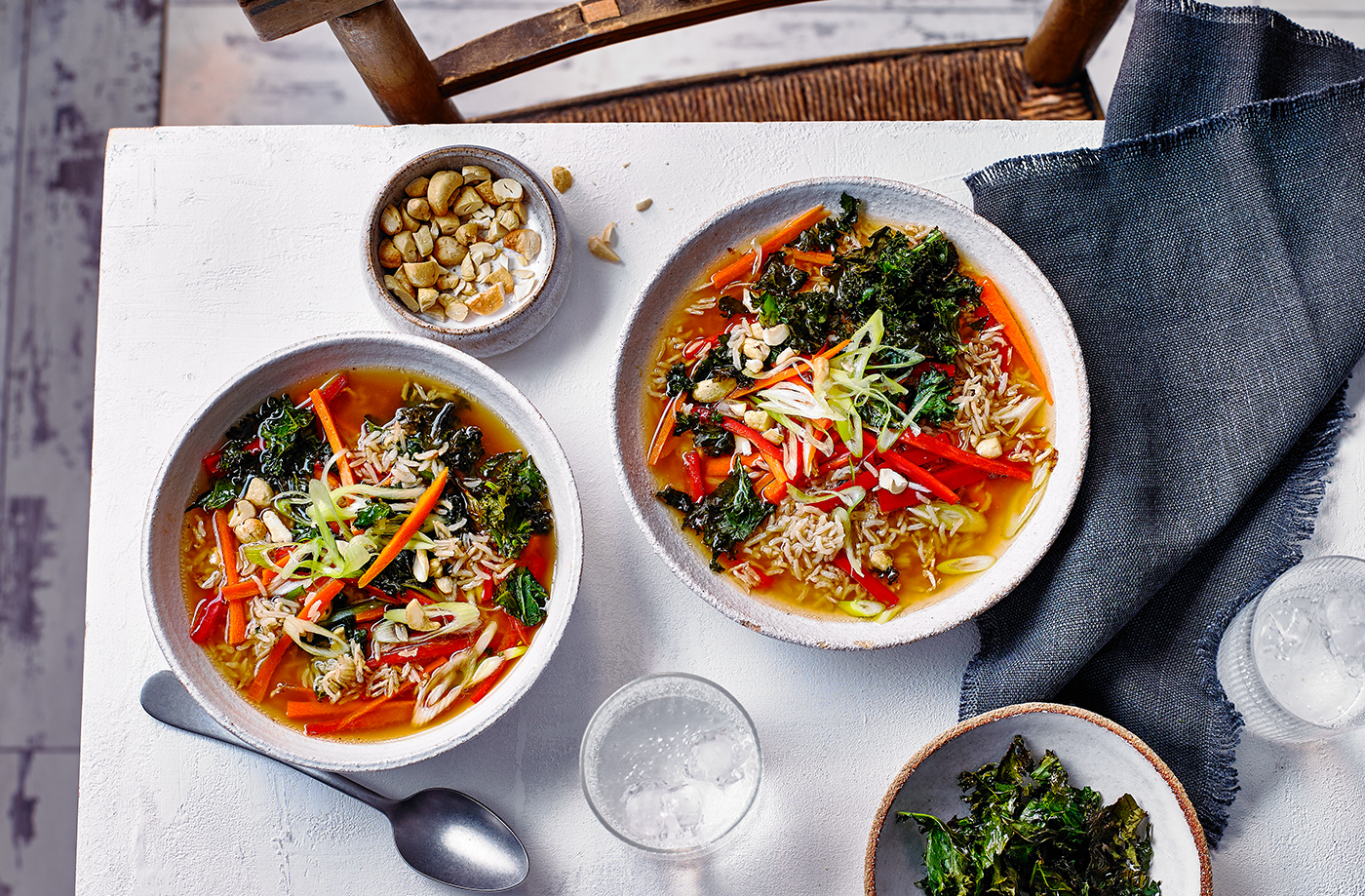 Japanese rice bowl with kale chips  recipe