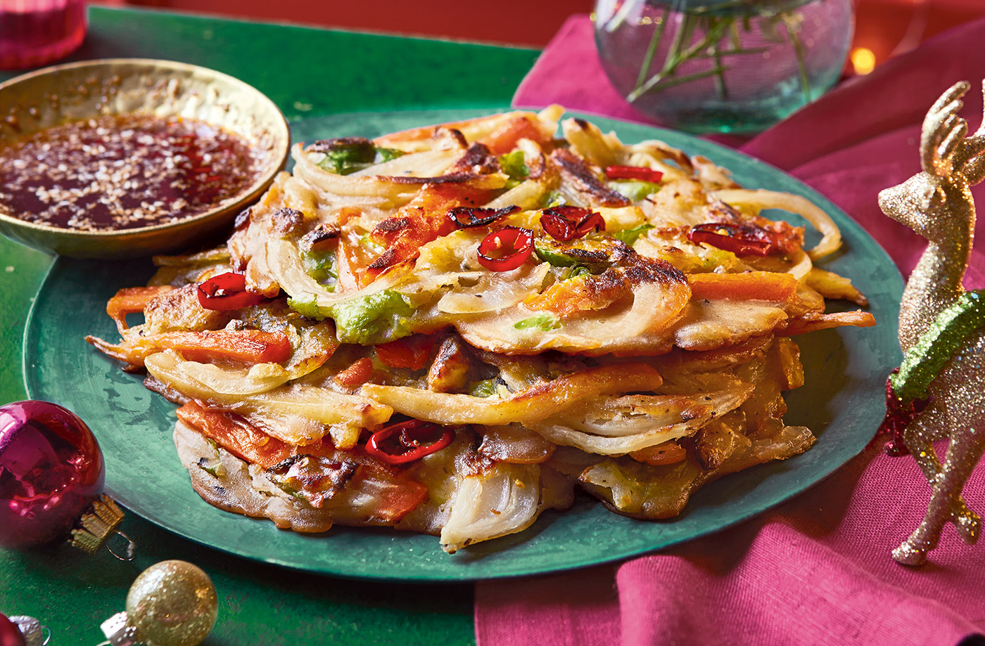Korean roasted vegetable pancakes recipe