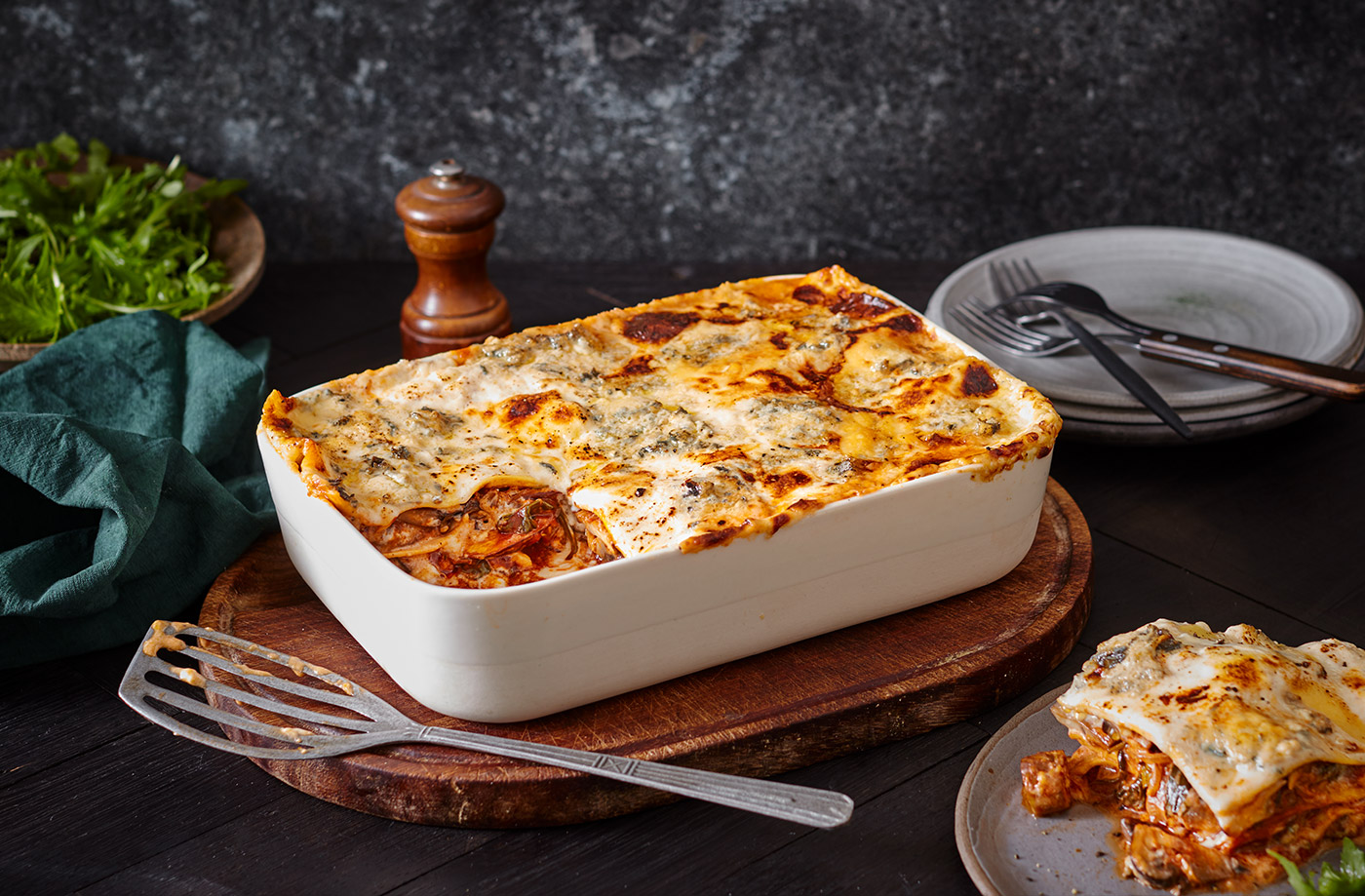 Mushroom, spinach and blue cheese lasagne recipe