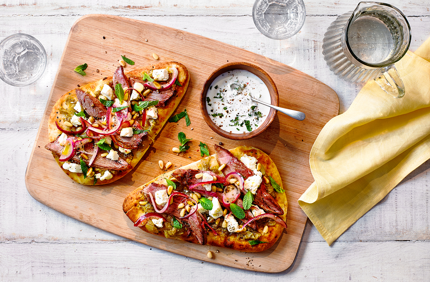 Leftover lamb and spiced aubergine flatbreads recipe