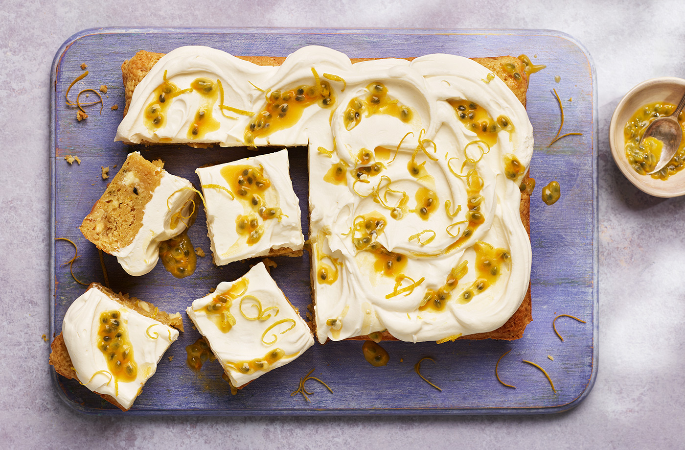 Lemon and passion fruit blondies recipe