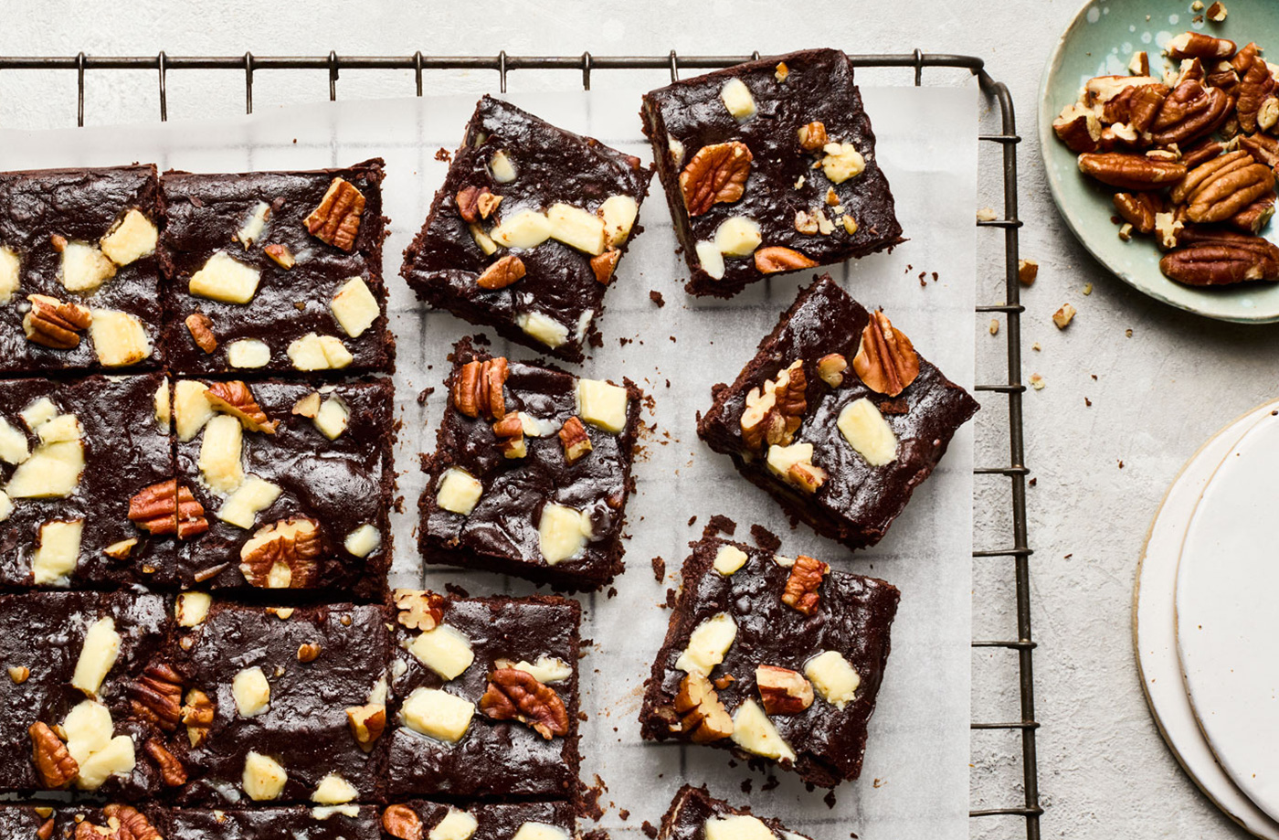 White chocolate and pecan lentil brownies  recipe