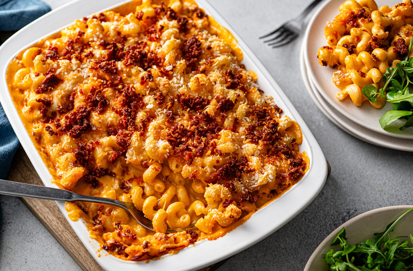 Mac ’n’ cheese with chorizo crumbs recipe