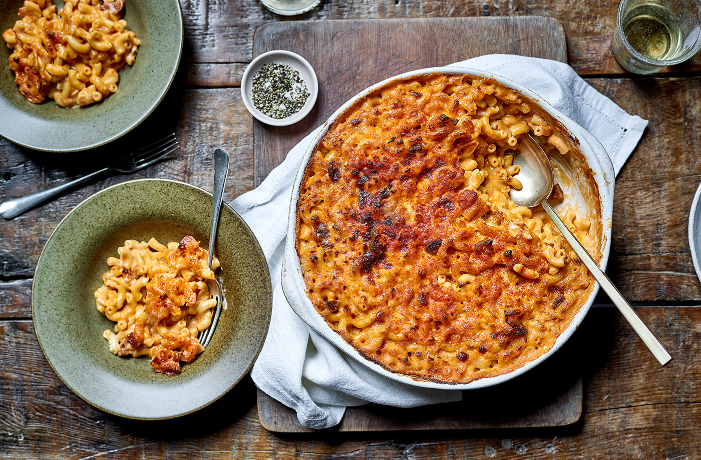 Macaroni cheese chorizo bake recipe