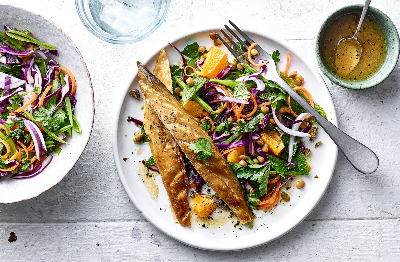 Smoked mackerel with rainbow lentil slaw recipe