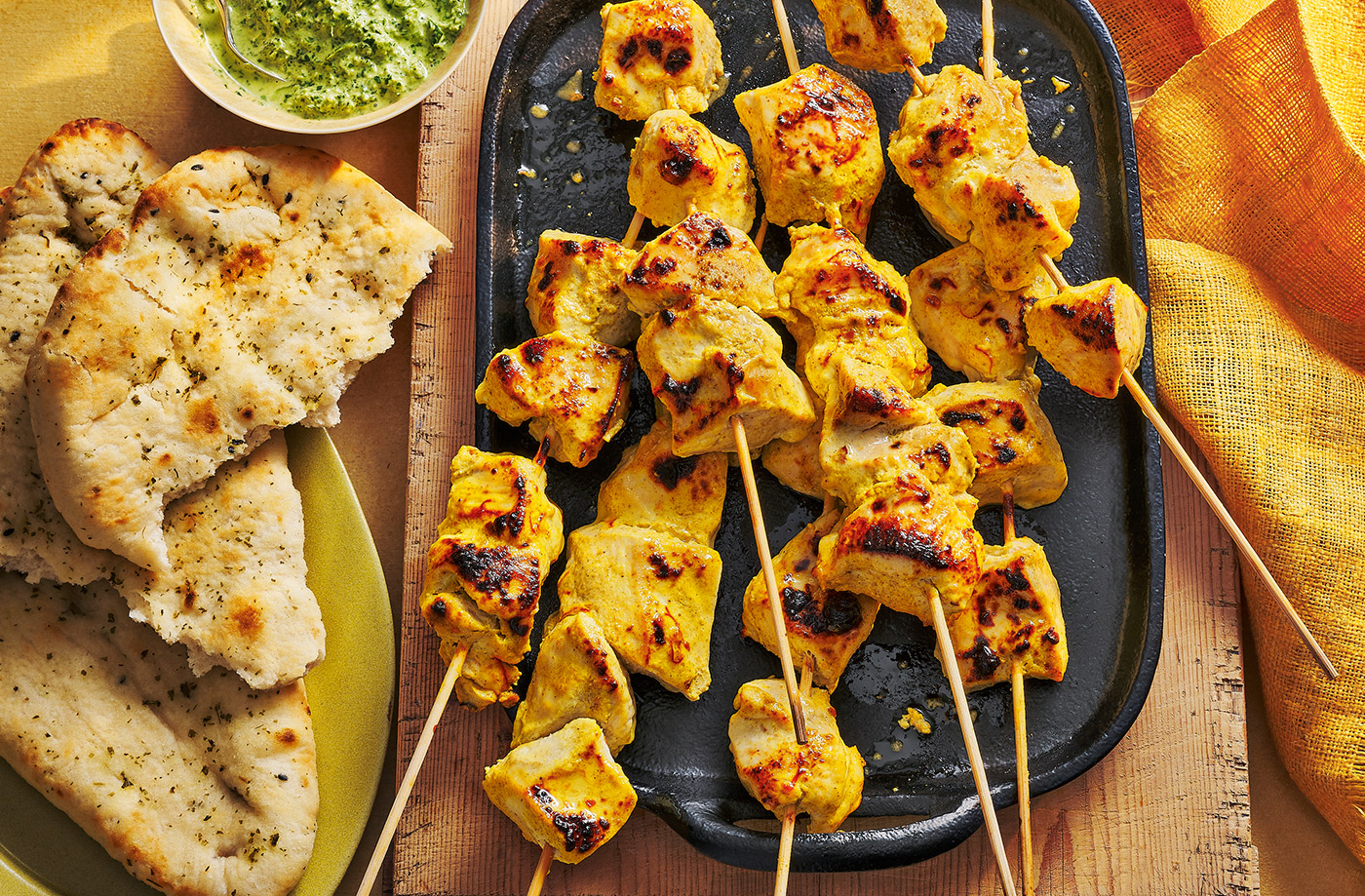 Malai saffron chicken skewers recipe