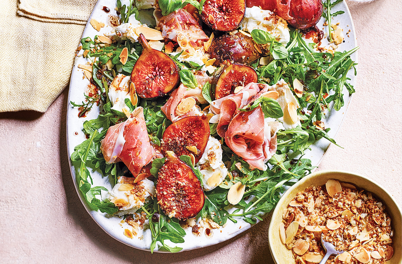 Marinated fig, Parma ham and mozzarella salad recipe