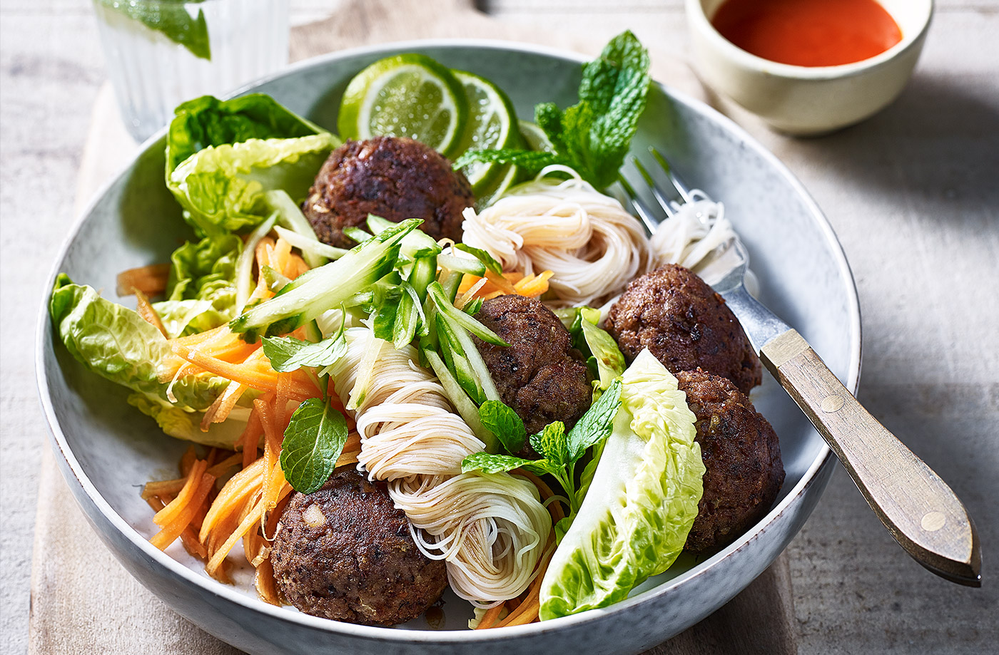 Meatball noodle bowls recipe