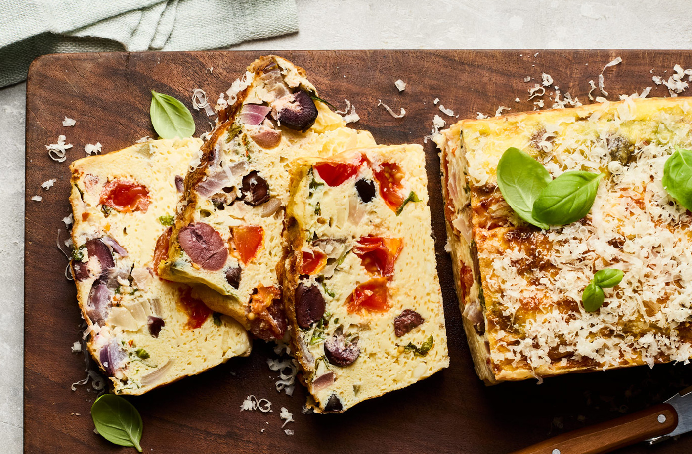 Mediterranean cottage cheese frittata loaf recipe