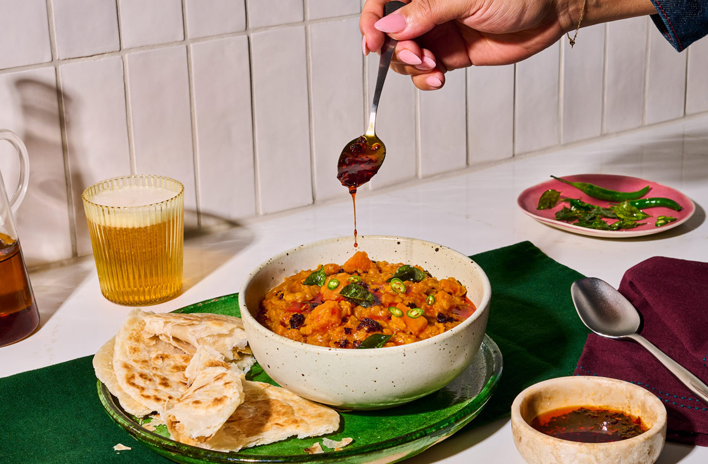 Meera’s Malaysian dal curry with quick paratha  recipe