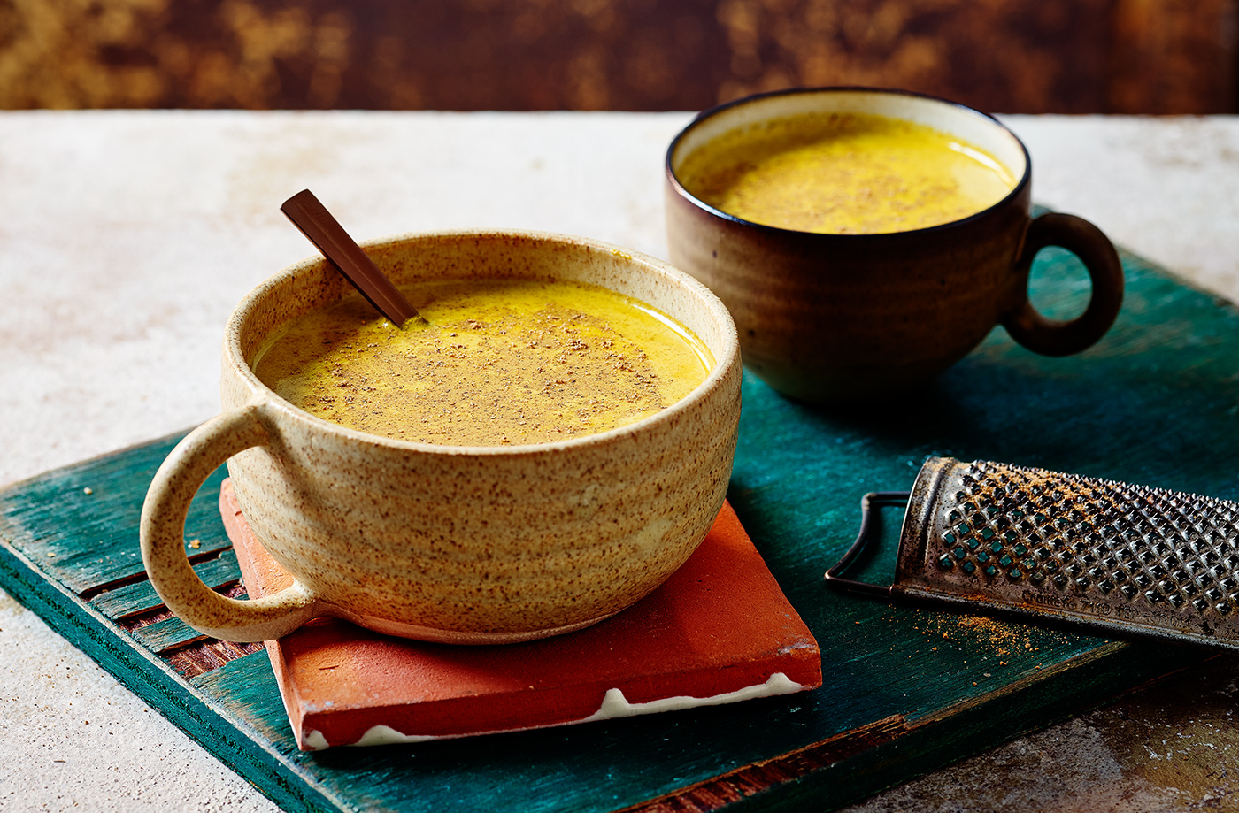 Turmeric malted milk with ginger and nutmeg recipe
