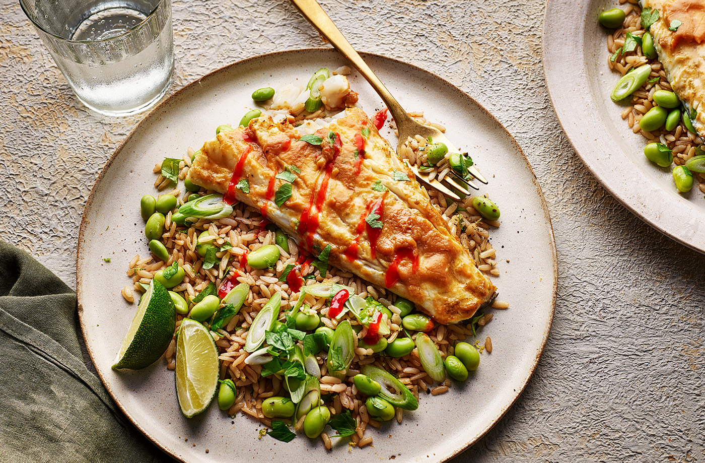 Miso cod with edamame rice recipe
