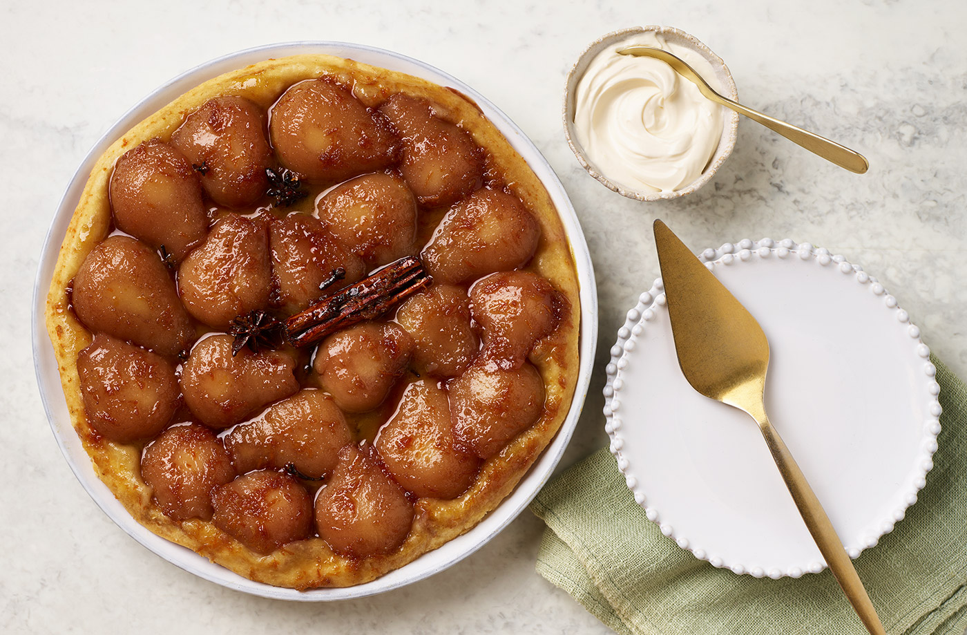 Mulled pear tarte tatin recipe