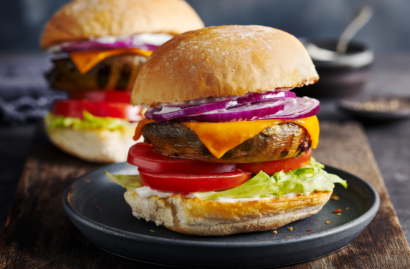 Balsamic and garlic mushroom burgers recipe