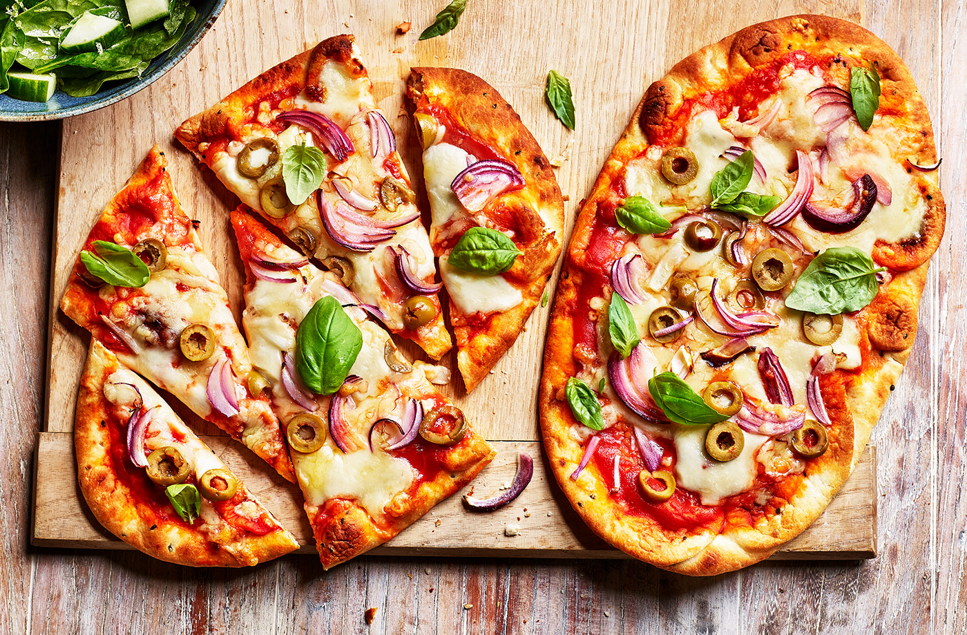 Naan bread pizzas recipe