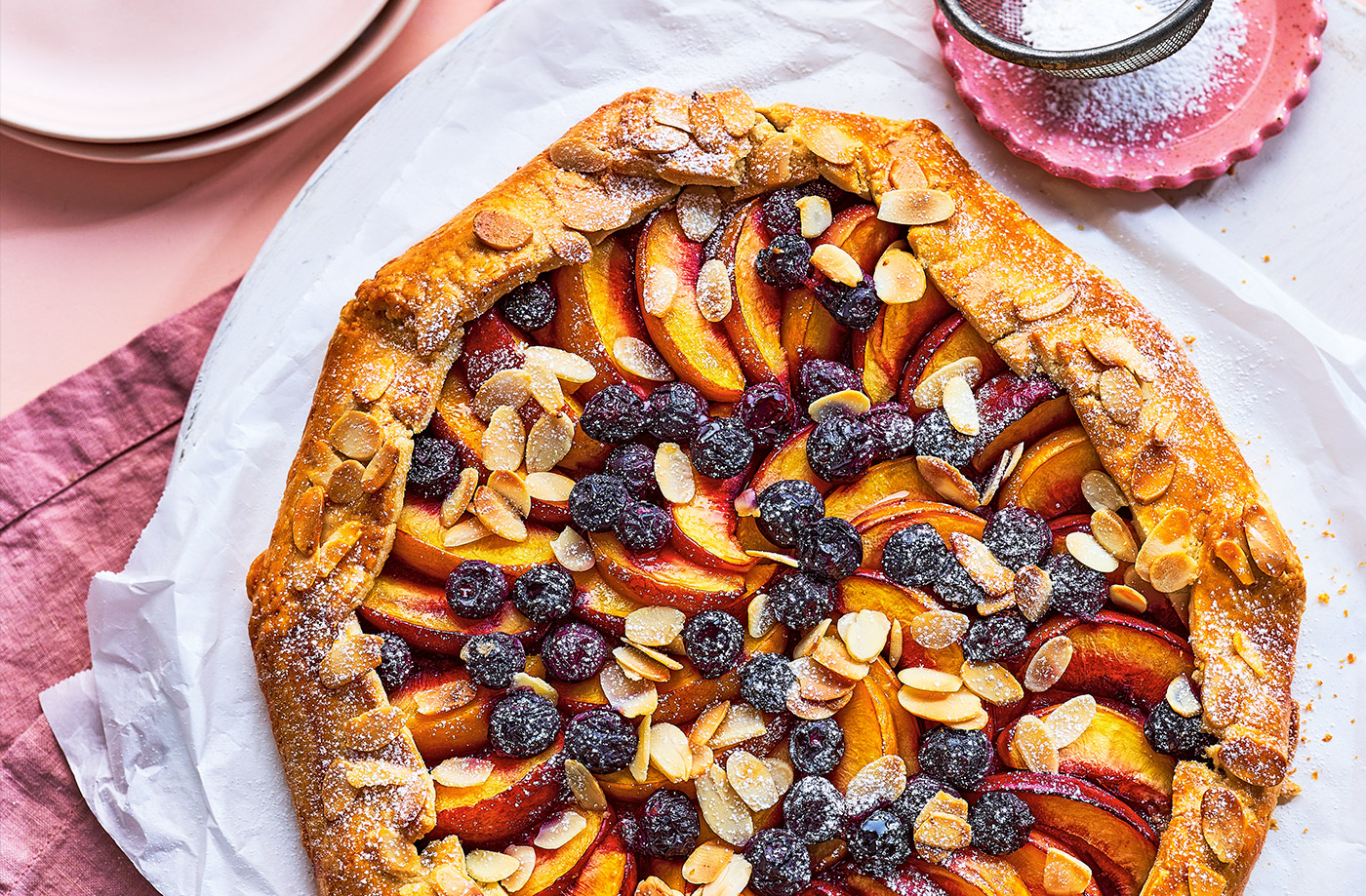 Nectarine, blueberry and almond galette recipe