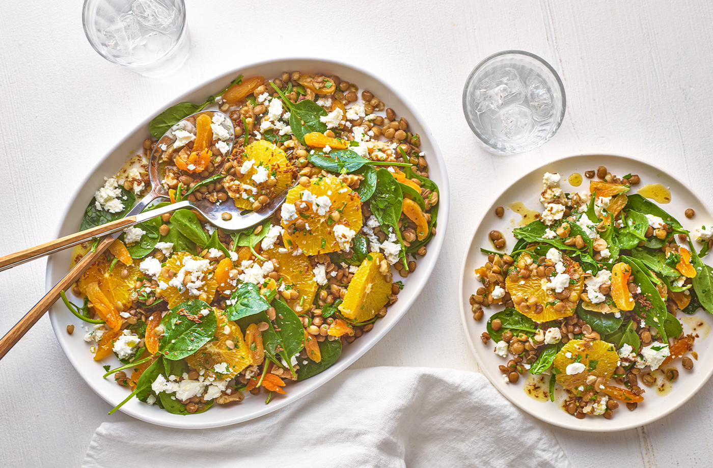 Spiced lentil and spinach salad recipe