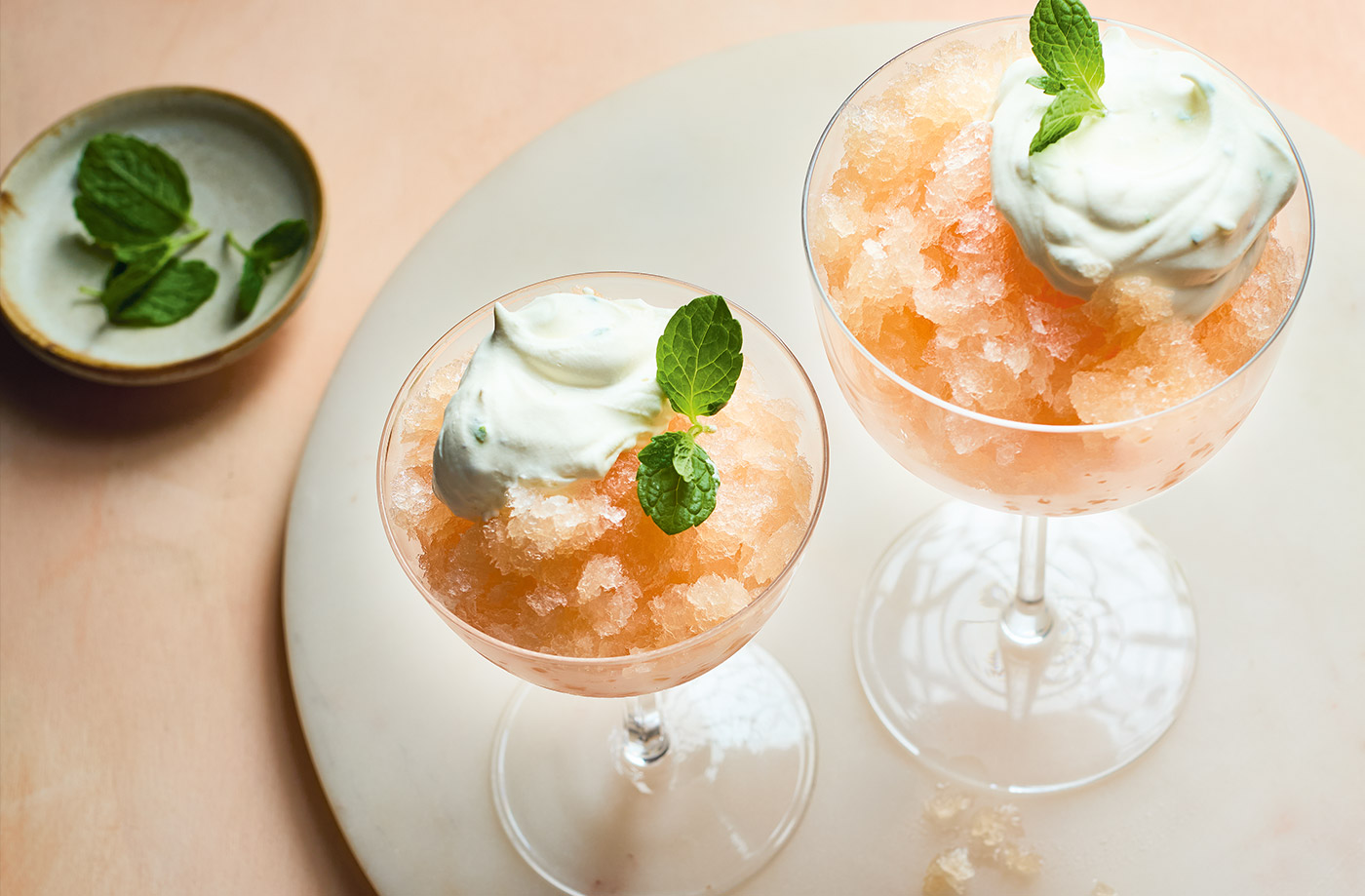 Paloma granita with lime and mint cream recipe