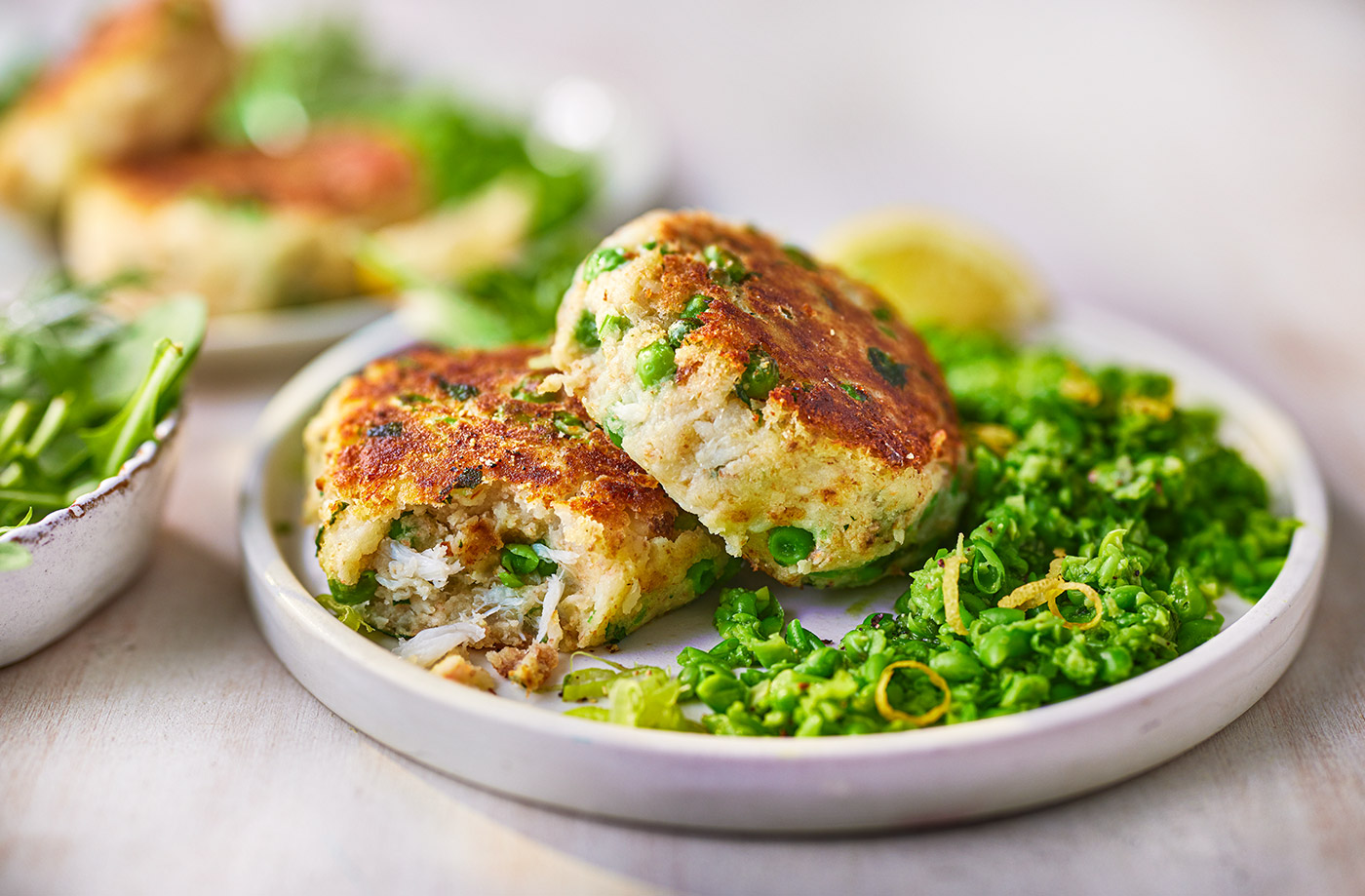 Pea and crab fishcakes recipe