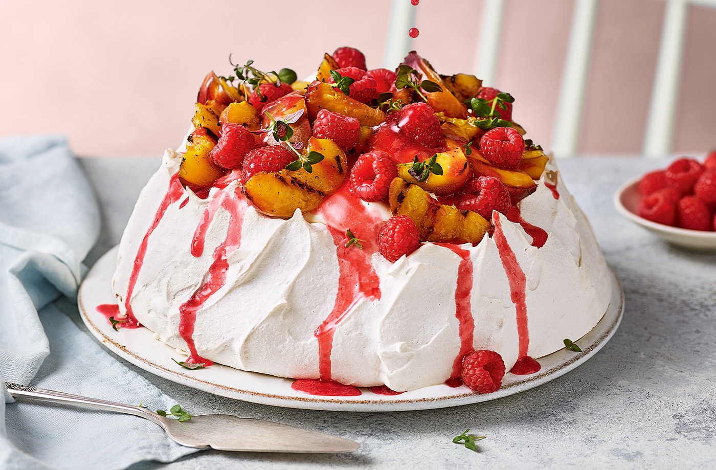 Peach melba pavlova recipe