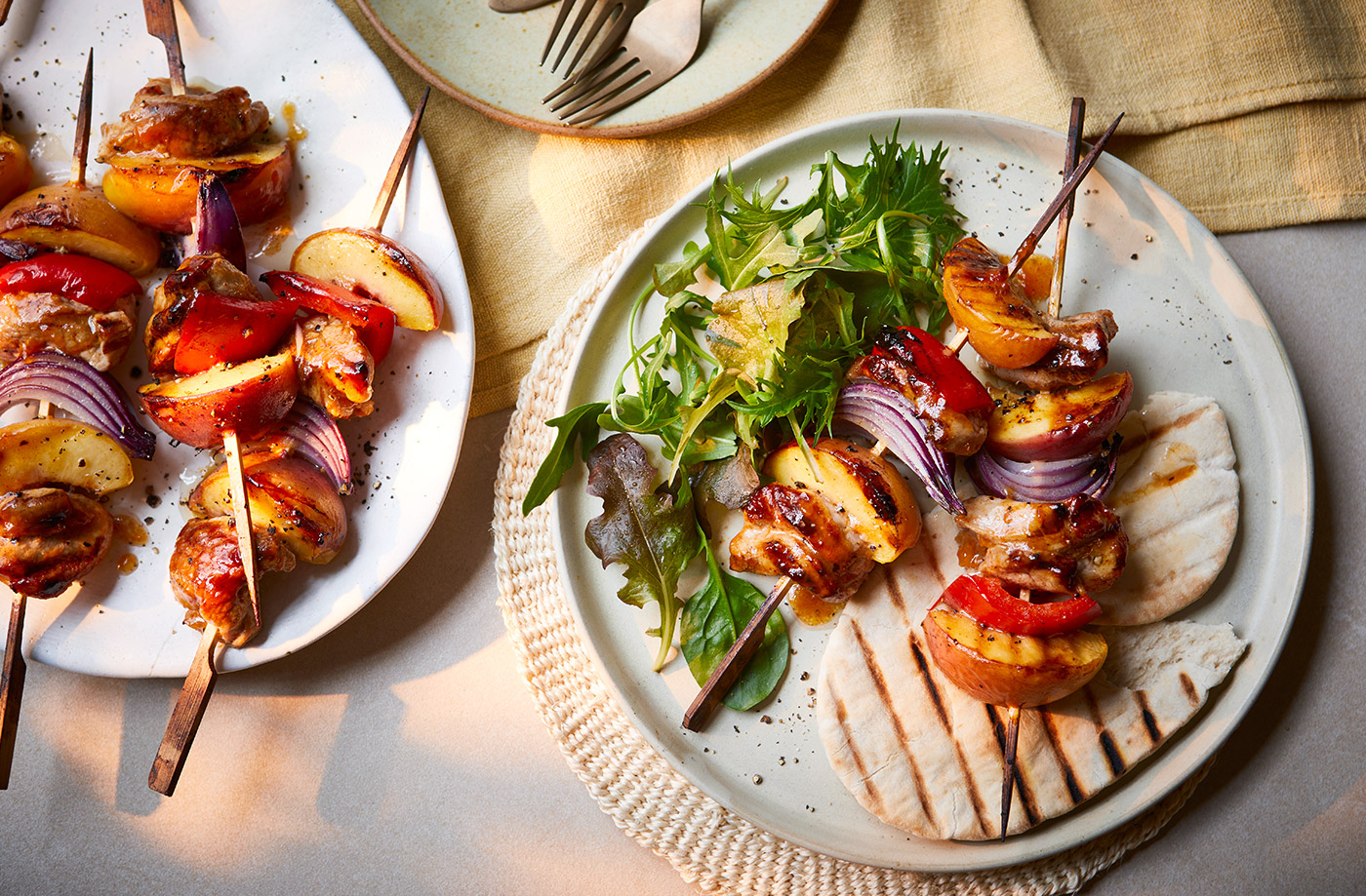 Peachy pork kebabs recipe