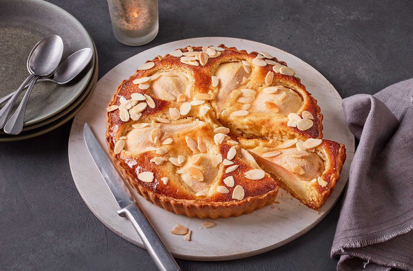 Sticky ginger pear tart recipe