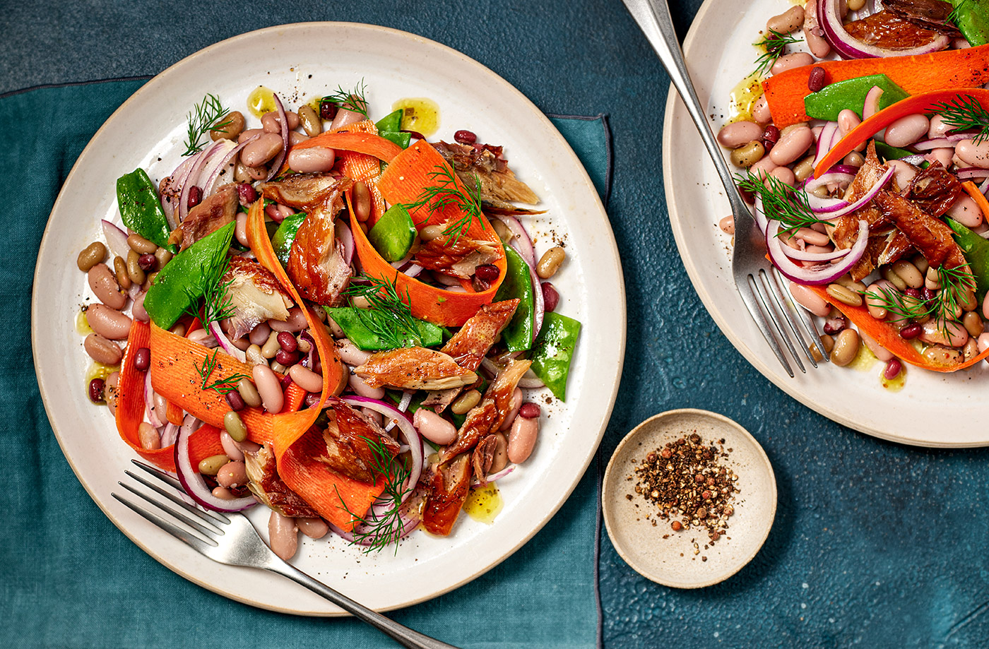 Peppered mackerel bean salad recipe