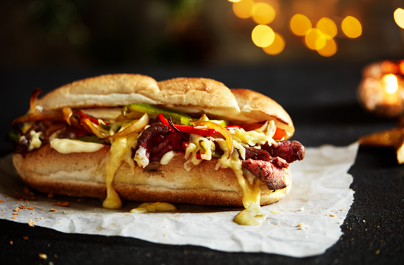 Philly cheesesteak-style baguettes recipe