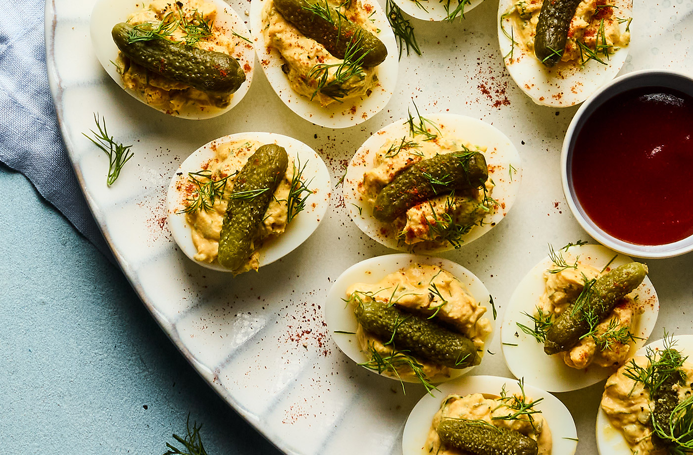 Pickle devilled eggs recipe
