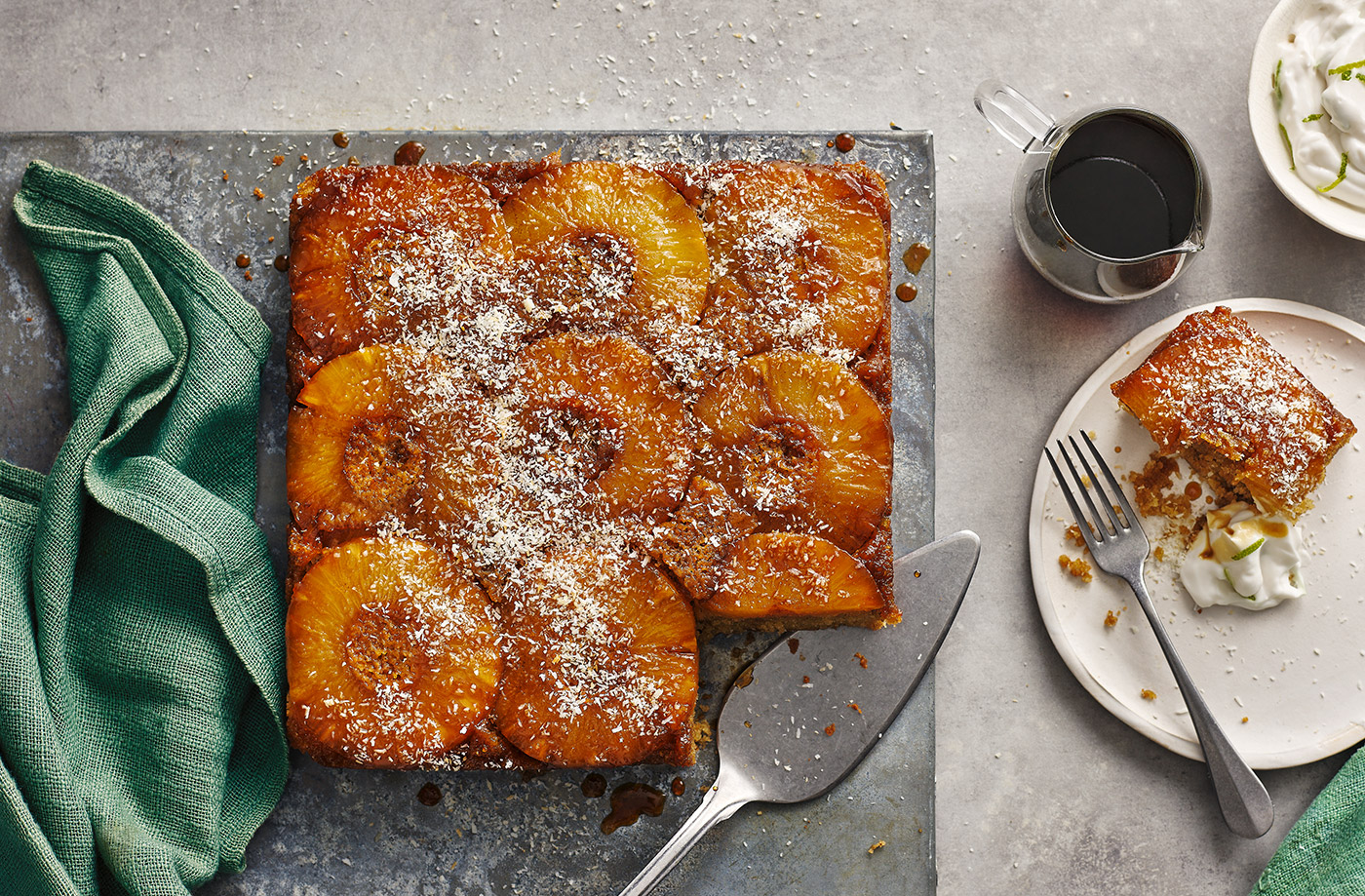 Rum and ginger pineapple upside-down cake recipe