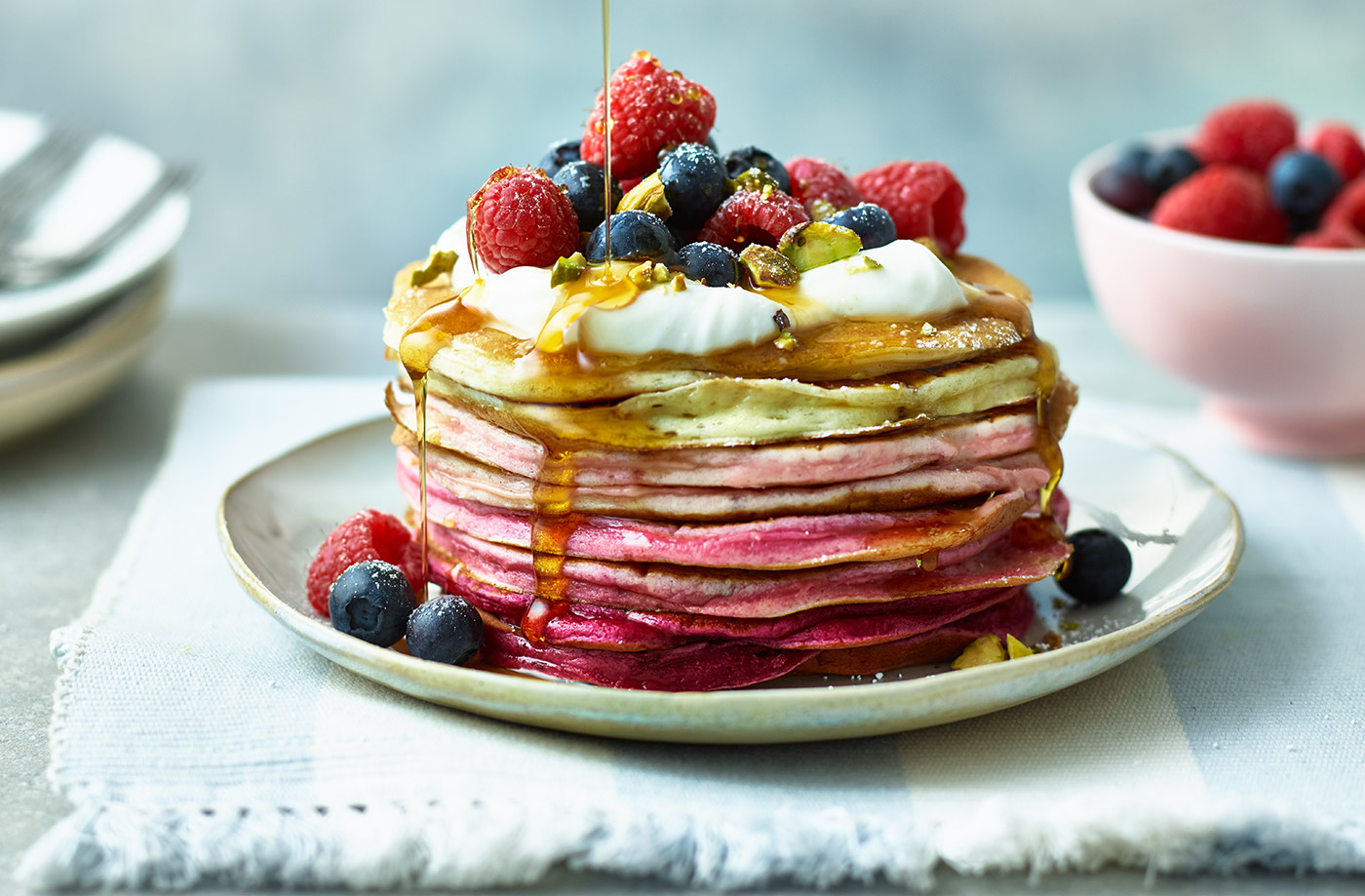 Pink ombré pancakes recipe