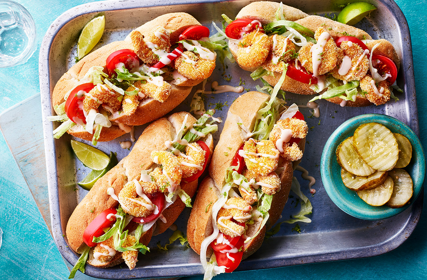 Piri-piri prawn po' boy recipe
