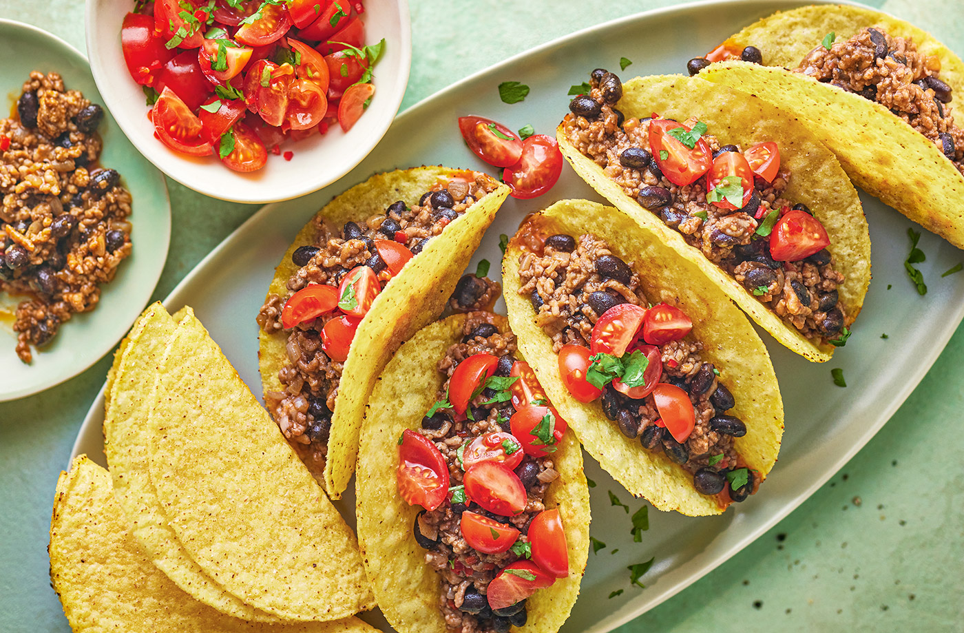 Pork tacos with black beans and salsa recipe