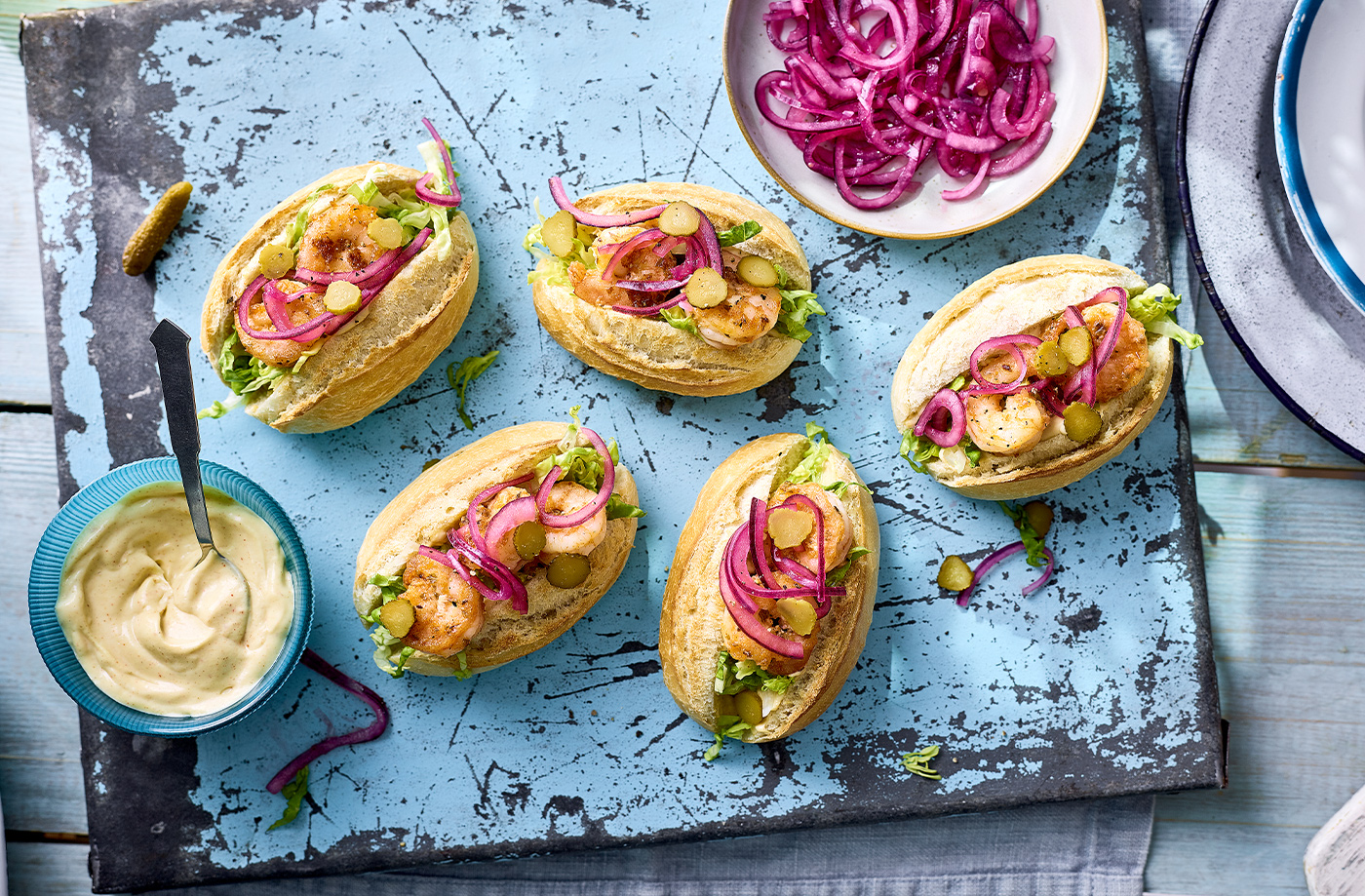 Mini prawn po' boys recipe