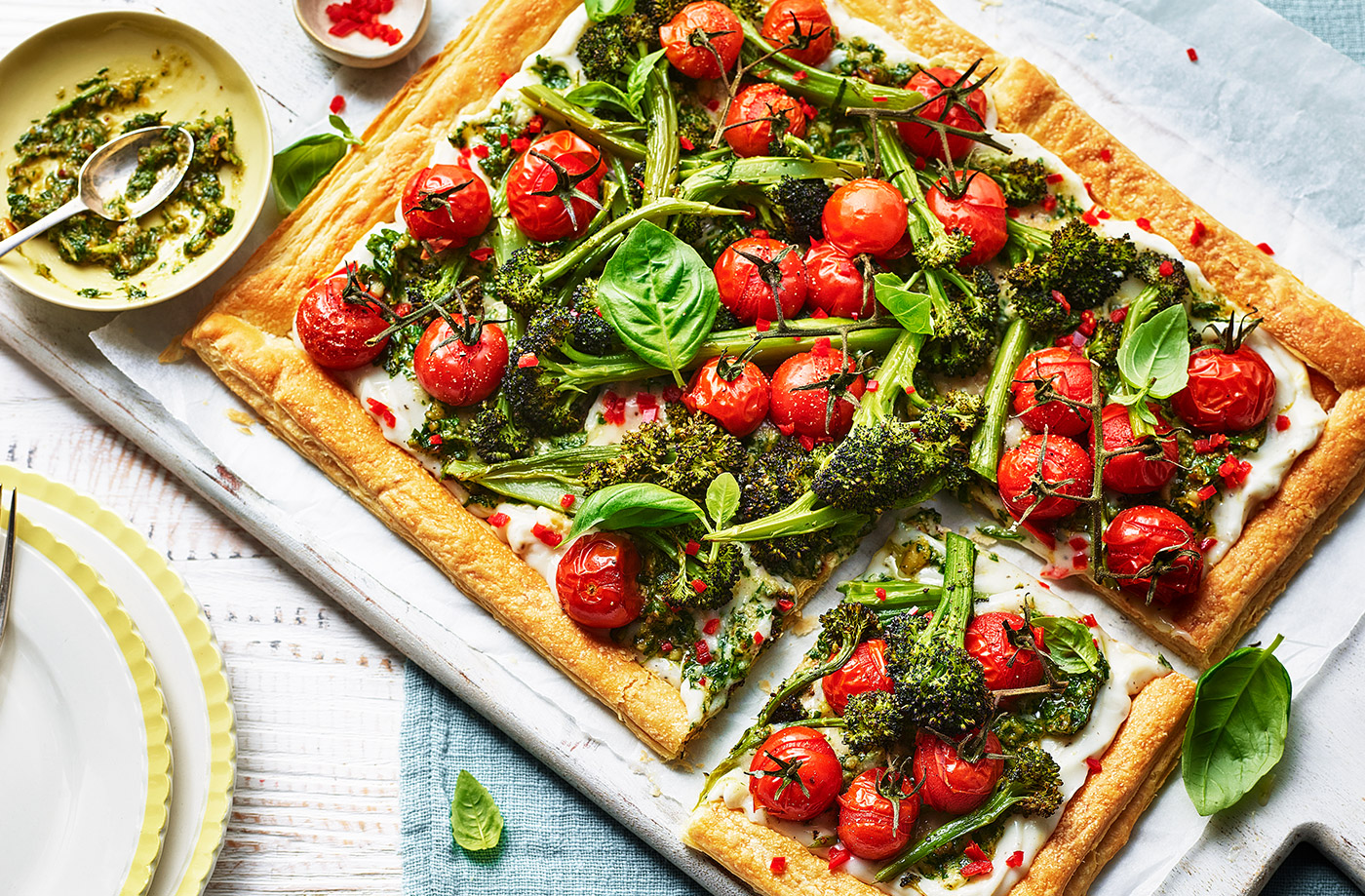 Purple sprouting broccoli tart recipe