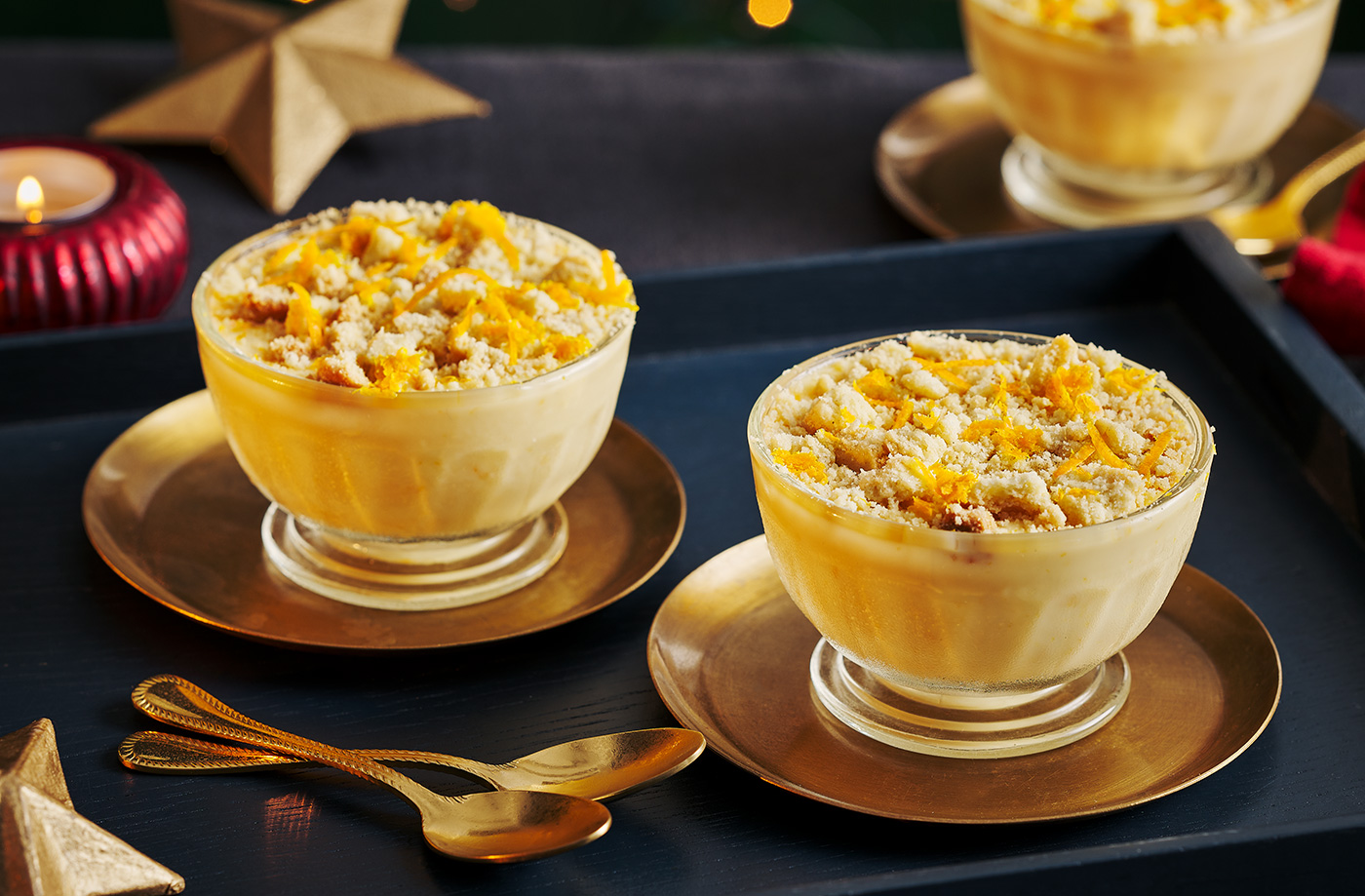 Clementine, white chocolate and custard pots recipe