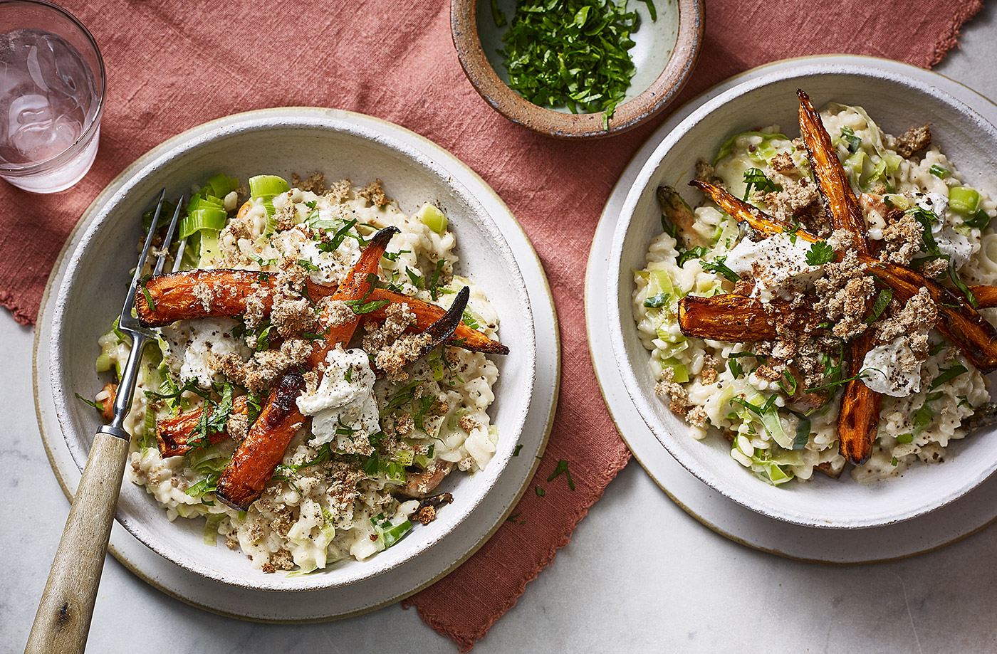 Cheesy roasted carrot risotto recipe