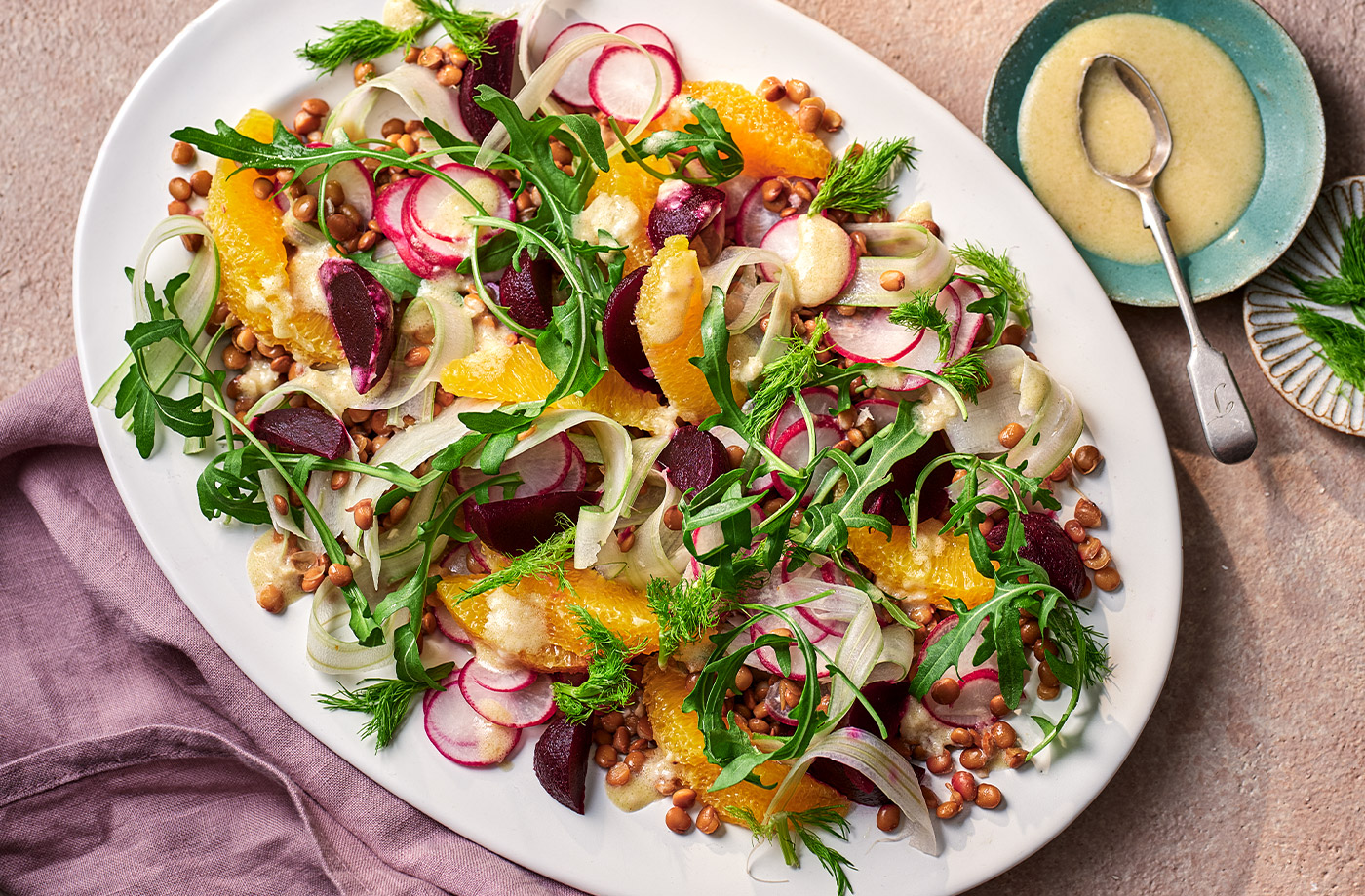Radish, orange and beetroot salad recipe