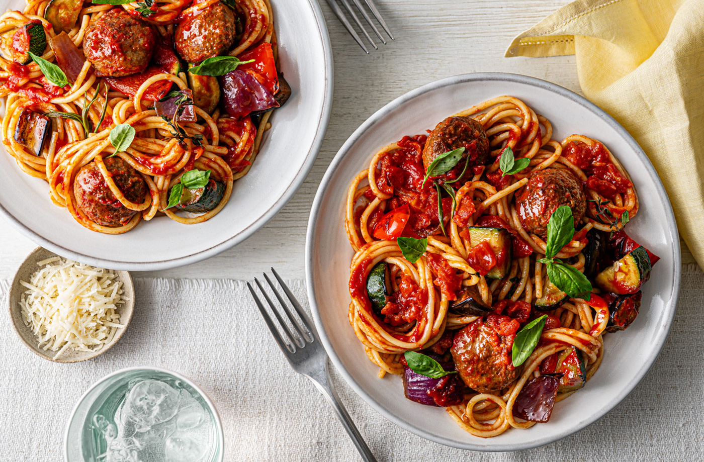 Ratatouille meatballs meal prep bag recipe