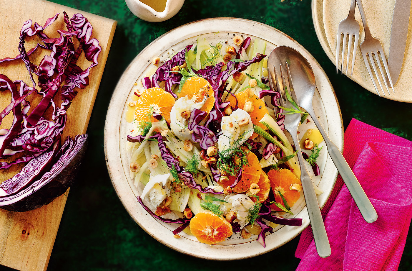 Red cabbage, clementine and mozzarella salad recipe