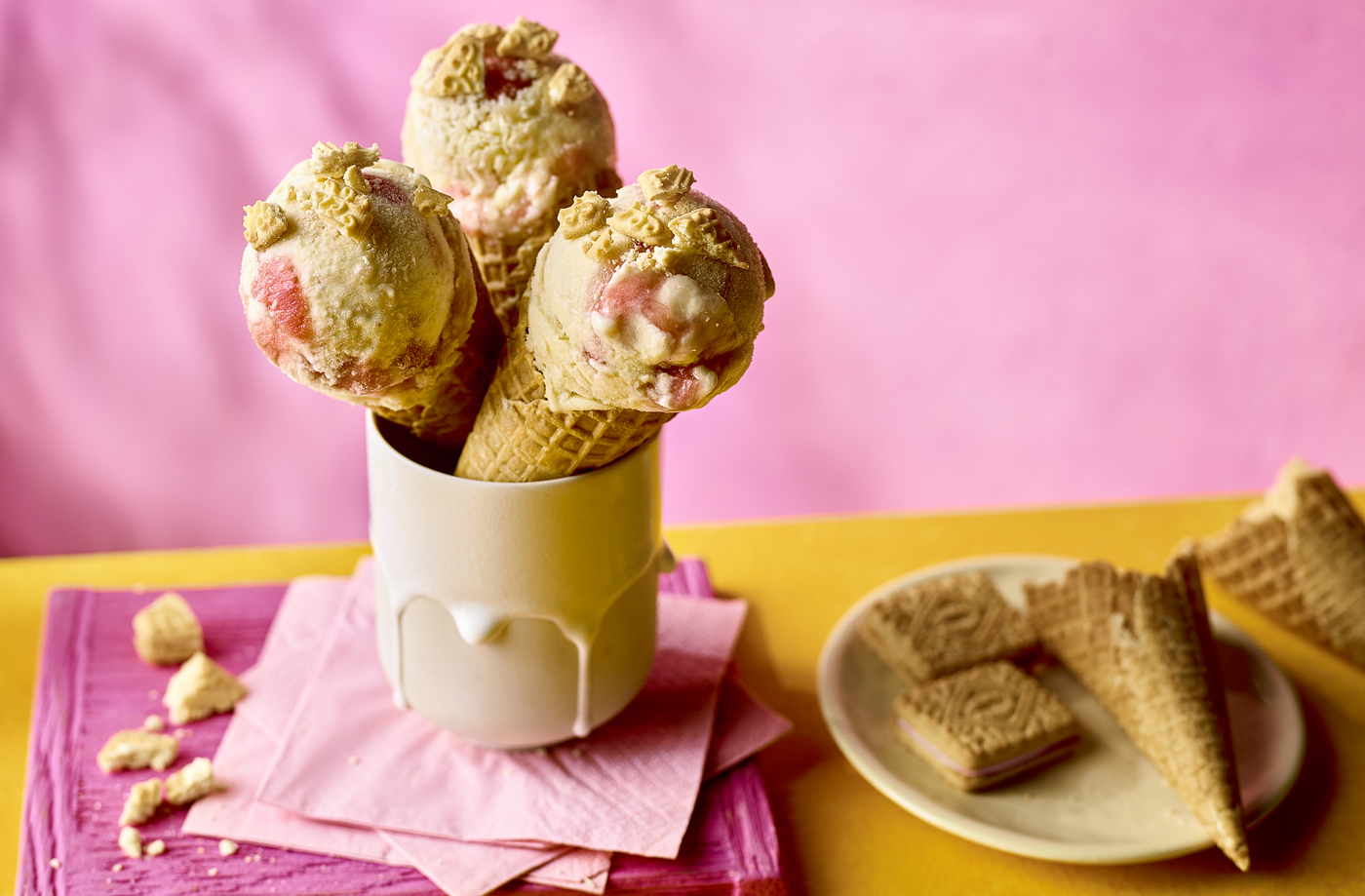 Rhubarb and custard cones recipe