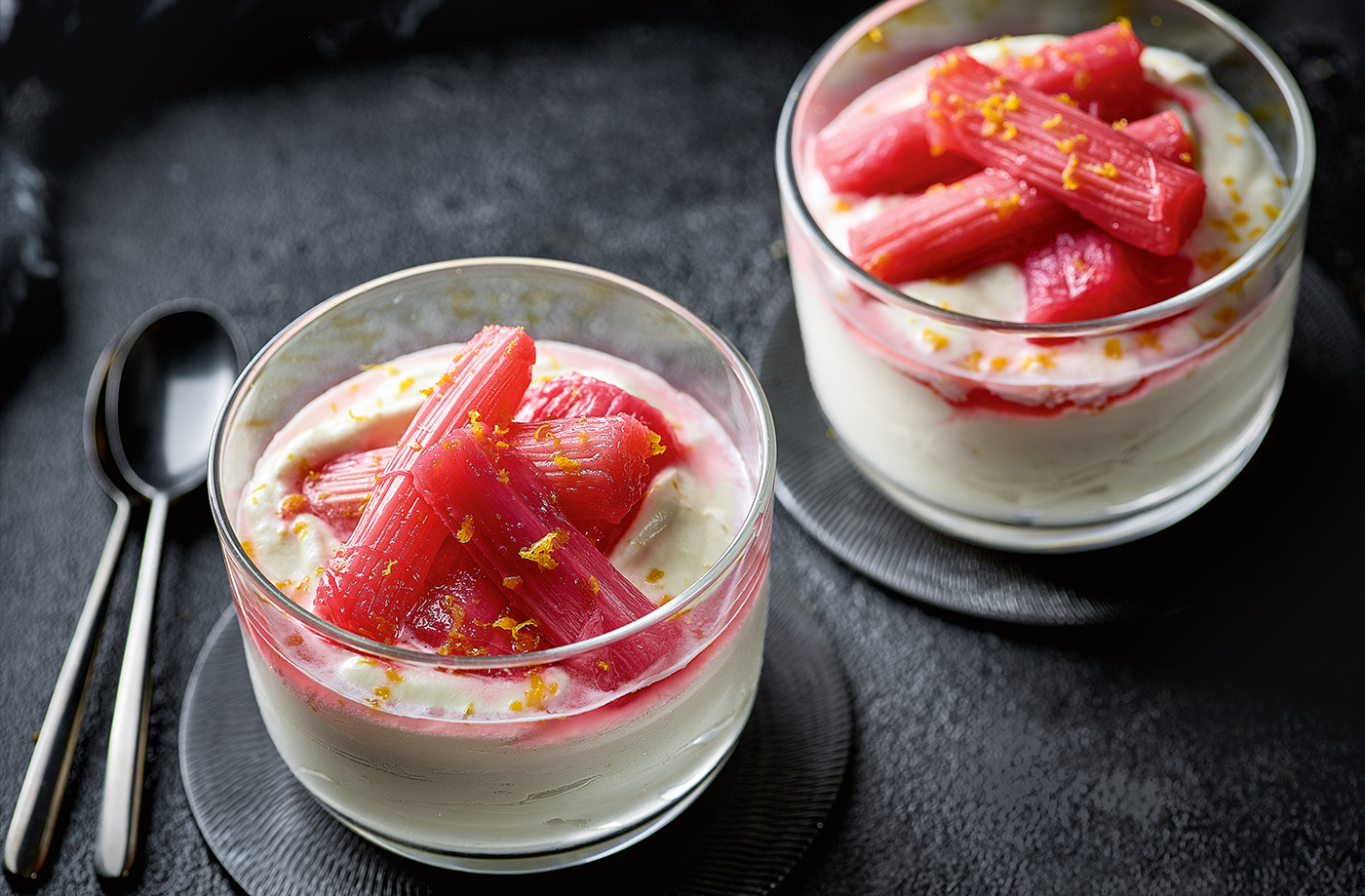 Rhubarb and rosé syllabubs recipe