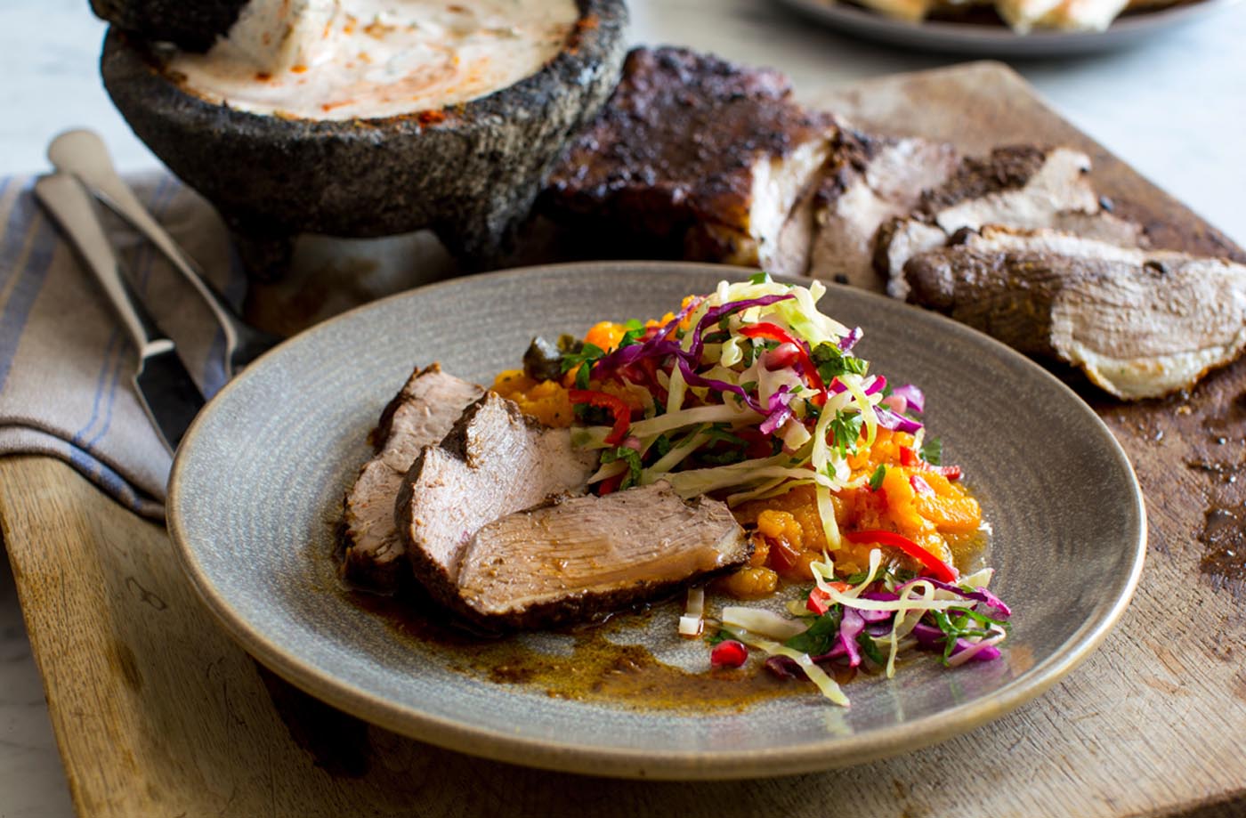 Roast lamb with autumn salad recipe