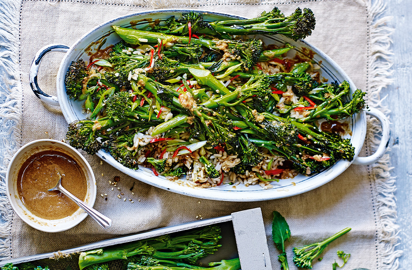 Roasted broccoli and rice salad with miso recipe